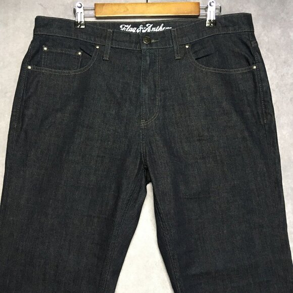 Flag and Anthem Mens Nashville Straight Fit Blue Jeans size 35x32 Dark Stretch